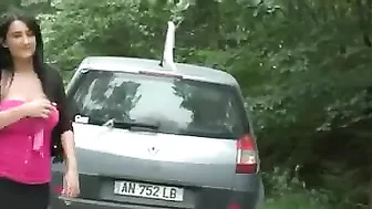 Busty French mom rewards repairman with outdoor XXX anal quickie