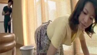 Pervert screws friend's slim Japanese mom who works as his XXX maid