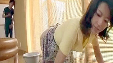 Pervert screws friend's slim Japanese mom who works as his XXX maid