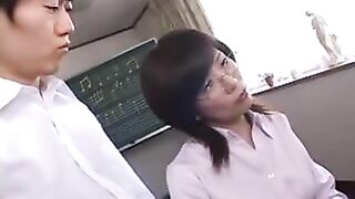 Japanese mom who is piano teacher gives student amazing XXX blowjob