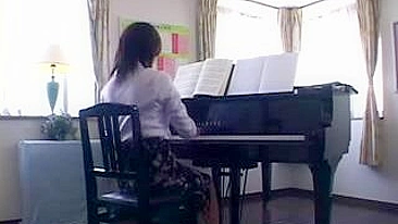 Japanese mom who is piano teacher gives student amazing XXX blowjob