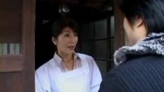 Neighbor's visit ends for Japanese mom with awesome XXX copulation