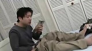 Mature Japanese mom sucks and rides stepson's hard XXX fuckstick