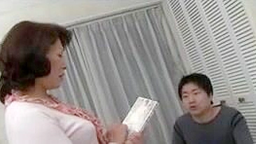 Mature Japanese mom sucks and rides stepson's hard XXX fuckstick