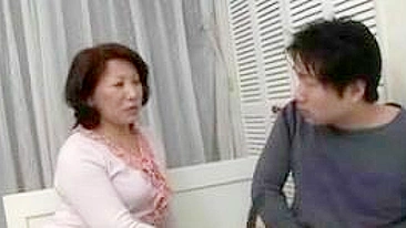 Mature Japanese mom sucks and rides stepson's hard XXX fuckstick