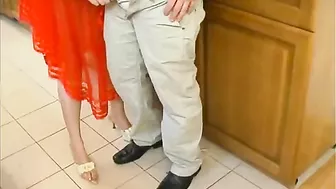 Horny blond mom in red peignoir has XXX fun with handsome repairman