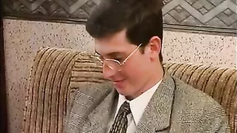 Nerdy clerk has his XXX dick grabbed by horny mom who is boss' wife