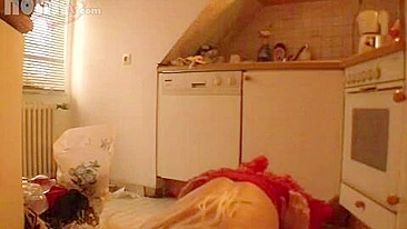 Homemade XXX video of German mom nailed by stepson in the kitchen