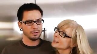 Nerdy guy tempted by friend's hot mom into XXX quickie in kitchen