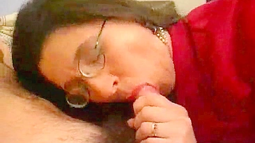 Nerdy mom with XXX bush gets properly pounded after being caught spying