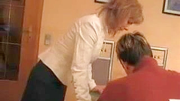 German mom with round XXX boobs helps student regain concentration