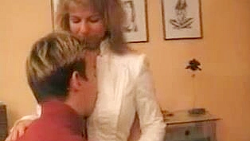 German mom with round XXX boobs helps student regain concentration