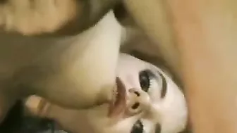 Teen catches busty mom sucking BF's XXX bulge and joins for threeway