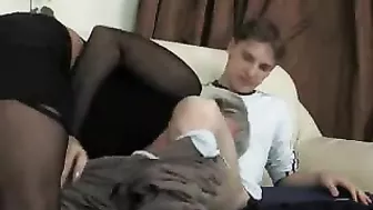 Luxurious mom catches guy jerking off and lures into ardent XXX affair