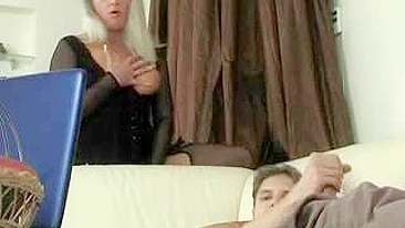 Luxurious mom catches guy jerking off and lures into ardent XXX affair