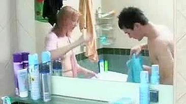 Skilled boy manages to fuck friend's slutty mom in XXX bathroom