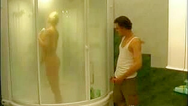 Naughty boy sneaks in bath to fuck XXX twat of stunning blonde mom