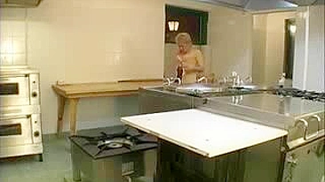 Lucky boy manages to fuck XXX pussy of mature cook in the kitchen