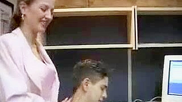 Busty mom lures new coworker into hot XXX encounter right in office