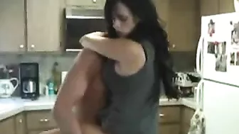 Eccentric black-haired mom drags innocent stepson into crazy XXX affair