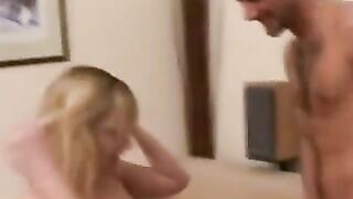 After doing chores boy analyzes French blond mom with juicy XXX tits