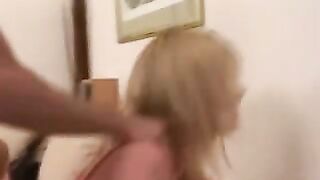 After doing chores boy analyzes French blond mom with juicy XXX tits