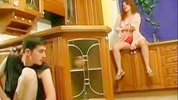 Slutty mom finds time for XXX fun with horny stepson in kitchen