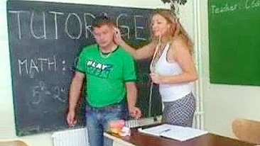 Hung student seduced by mature teacher with XXX jugs in classroom