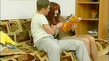 Handsome guy seduced by friend's red-haired mom who needed XXX cock