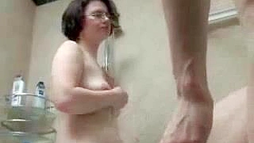Boy joins curvy mom in shower and properly fucks her wet XXX cunny