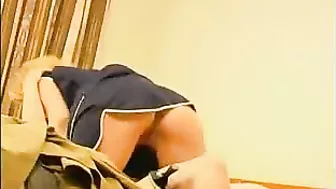 Innocent bald boy lured into XXX encounter with mature blonde maid