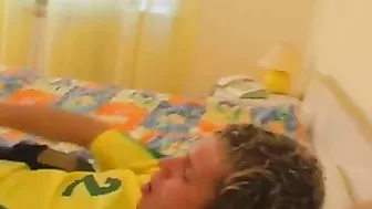 Mature mom takes care of stepson's XXX bulge after his soccer training