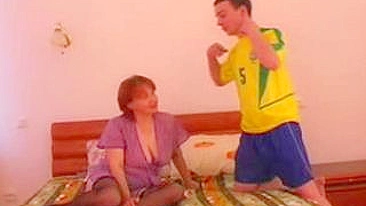 After soccer guy has power to fuck XXX pussy of chubby mature mom