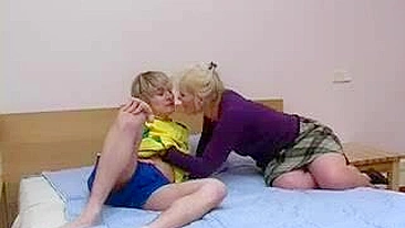 Blonde mom visits new stepson and all ends with taboo XXX encounter