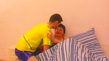 Horny guy enters XXX stepmom's bedroom and fucks her mature cunt