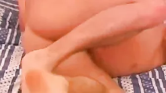 Big-assed mom in white stockings rides stepson's XXX pecker non-stop