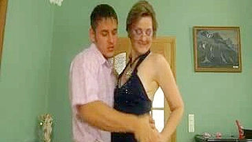 Horny mom in stockings can't get enough of young stud's XXX pecker