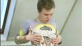 Skinny young guy sees friend's XXX mom masturbating and bangs her