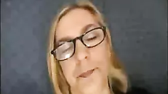 Big-assed mature with glasses comforts young dude with her XXX cunt