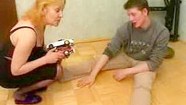 Caring red-haired stepmom prepares her XXX pussy for son to use