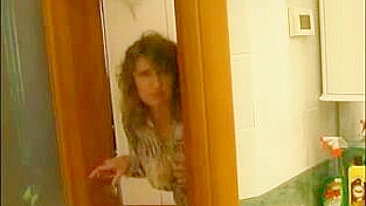 Russian mom spies on the showering stepson and uses his XXX dick