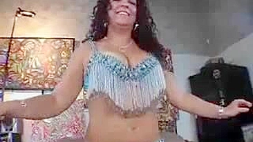 Big-assed belly dancer takes student's XXX pecker at the studio