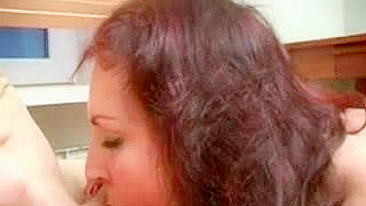 Russian mom in red distracts stepson from books to have XXX fucking