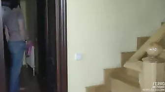 Young man spies on GF's mom and uses her XXX twat after the shower