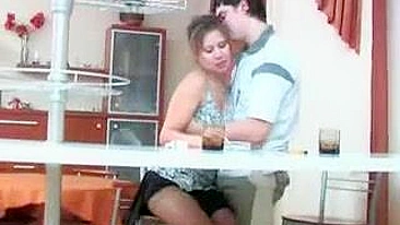 Hot XXX mom gets along with stepson by fucking him on the table