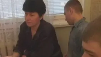 Three young dudes coaxed sexy mom on having XXX gangbang at home