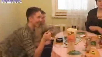 Three young dudes coaxed sexy mom on having XXX gangbang at home