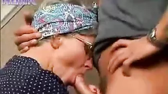 Kinky elderly maid pleases young man with XXX blowjob and anal sex