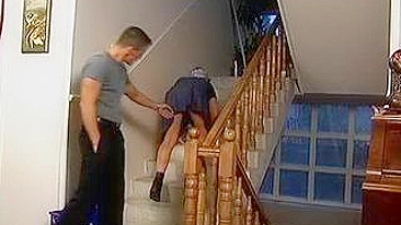 Kinky elderly maid pleases young man with XXX blowjob and anal sex