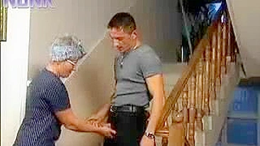 Kinky elderly maid pleases young man with XXX blowjob and anal sex